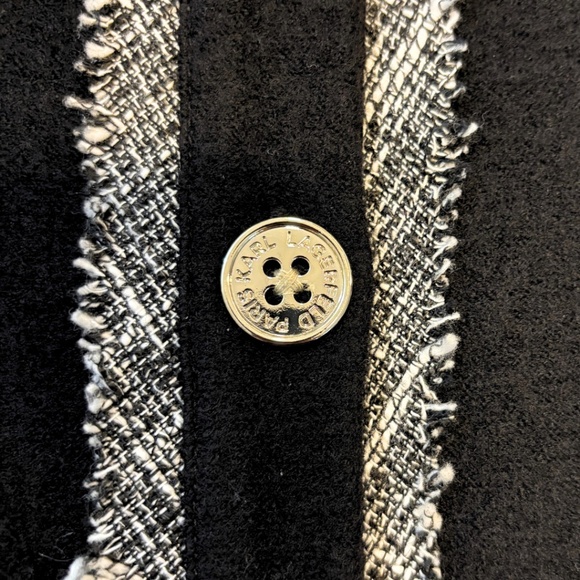Karl Lagerfeld Paris Lightweight Wool Blend Black & White Jacket Size M - Picture 5 of 7